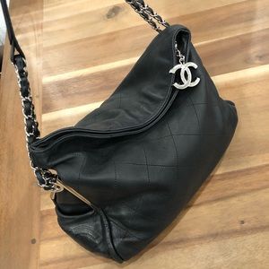 Vintage Chanel black lamb skin leather bag